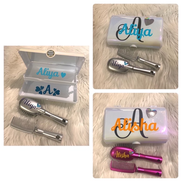Personalized Beauty set, hair brush, comb, makeup case with mirror - Picture 6 of 10
